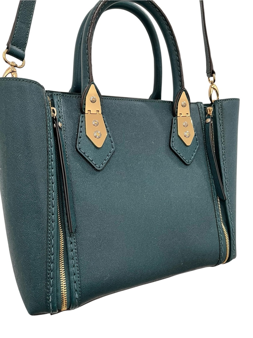 Henri Bendel A List Satchel Limited Edition Teal Green Leather NWOT - Picture 2 of 14